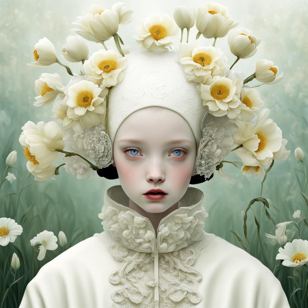 Surreal Face with Foam, Fairytale Fashion Portrait