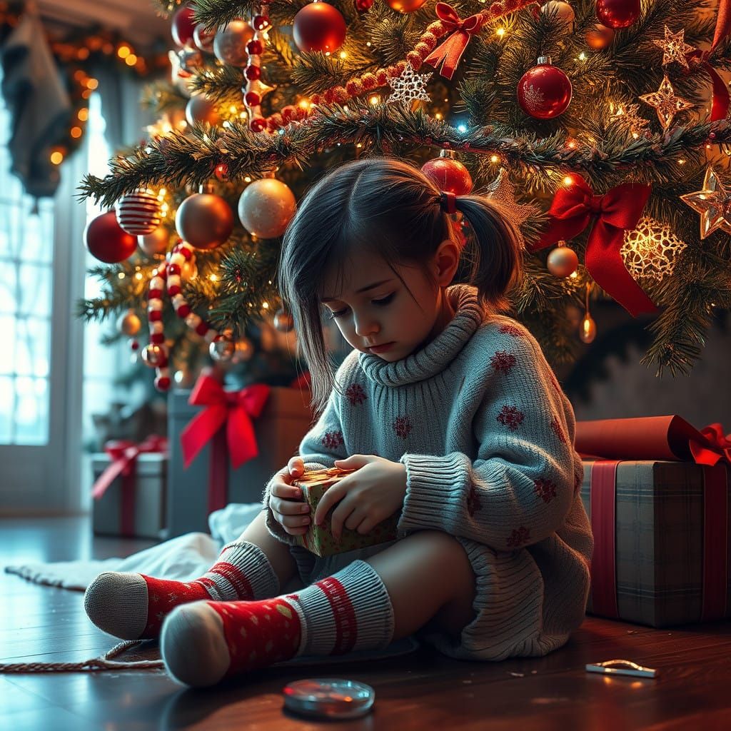 Girl's Crushing Christmas Disappointment Under the Festive T...