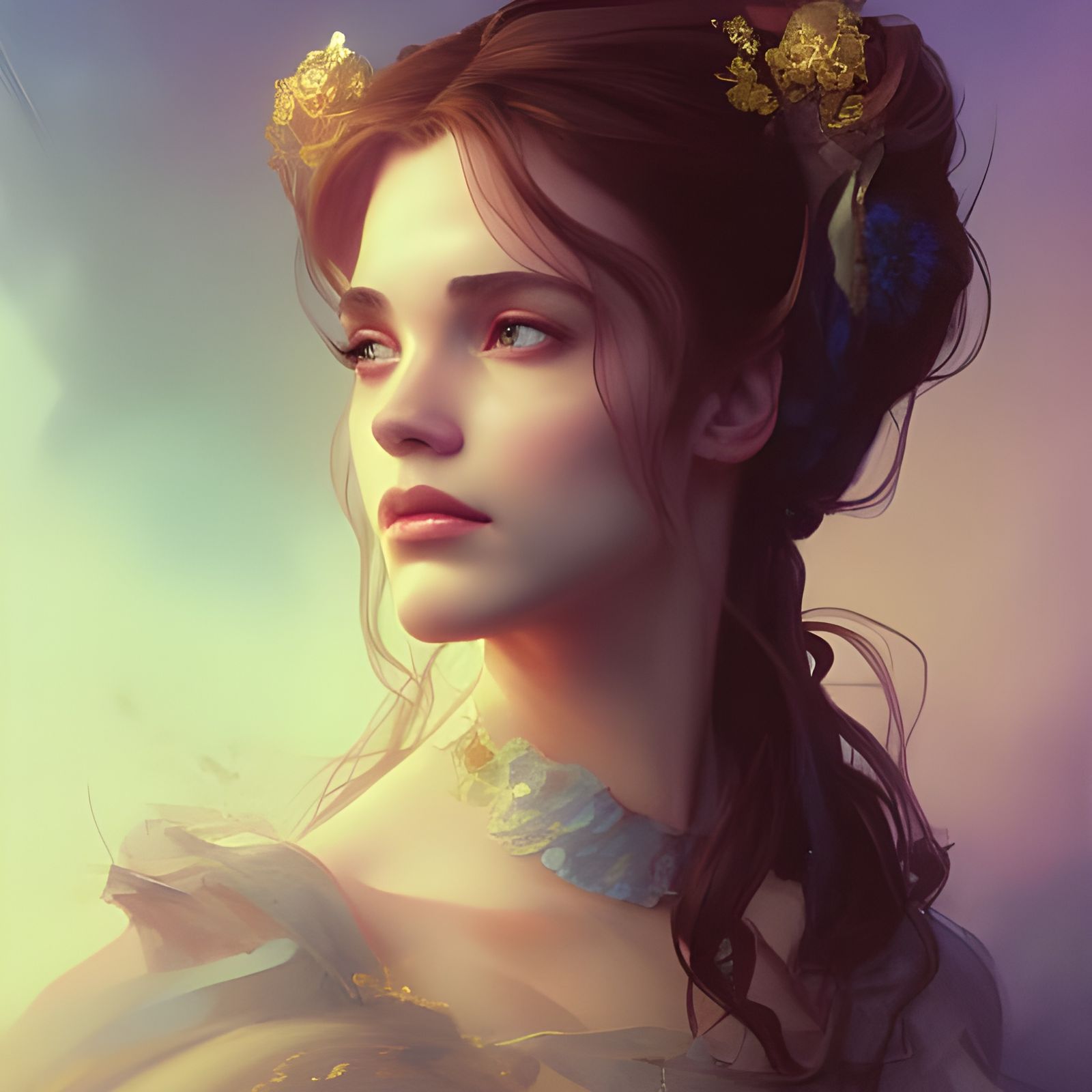 Beauty and the Beast Portrait in Art Nouveau Style