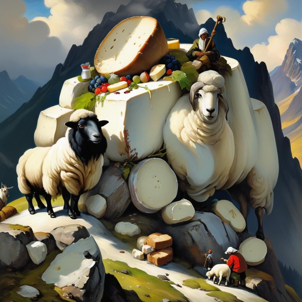Giant Food on Mountain in Classical Style