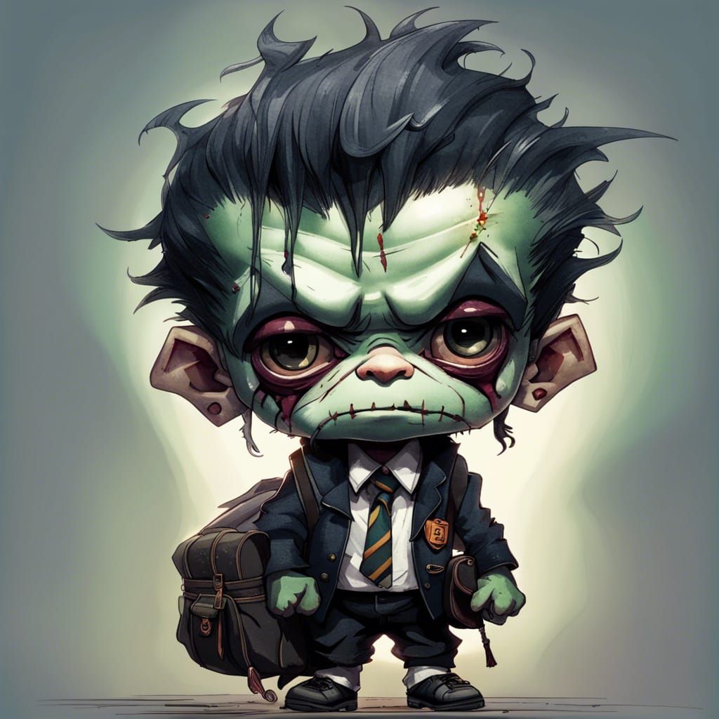 Chibi Frankenstein Portrait in Fantasycore Style