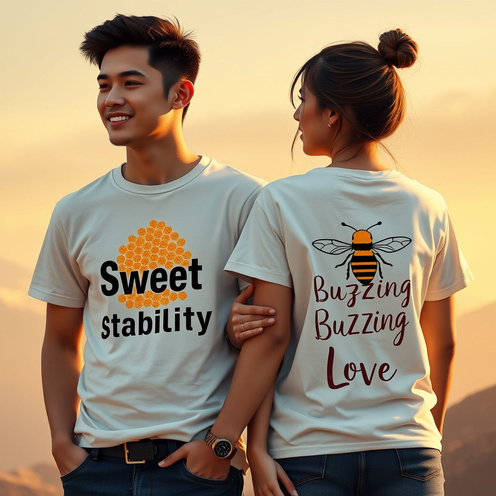 Sweet Stability and Buzzing Love Graphic Tee Couple