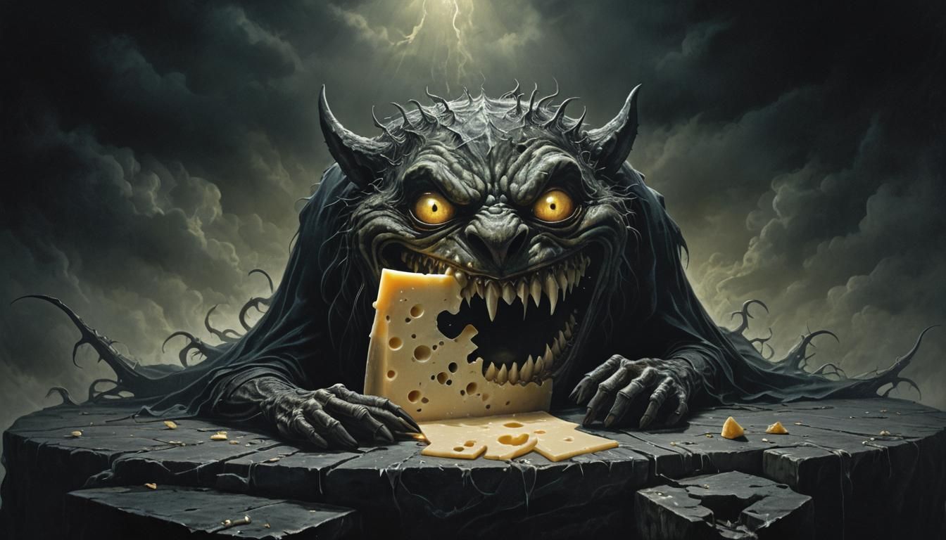 Gothic Cheese from the Shadows: A Haunting Horror Illustrati...