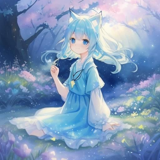 Soft Serenade Anime Portrait in Pastel Hues