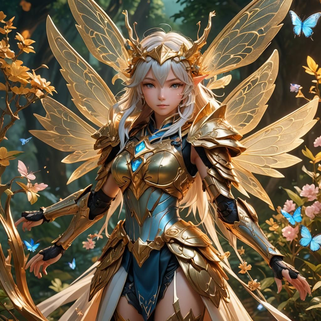 Tirex Protects Fairy in Anime Fantasy Art