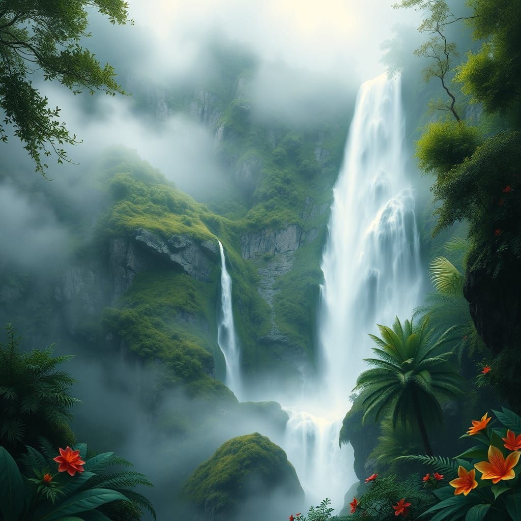 Dreamlike Waterfalls in a Tropical Paradise