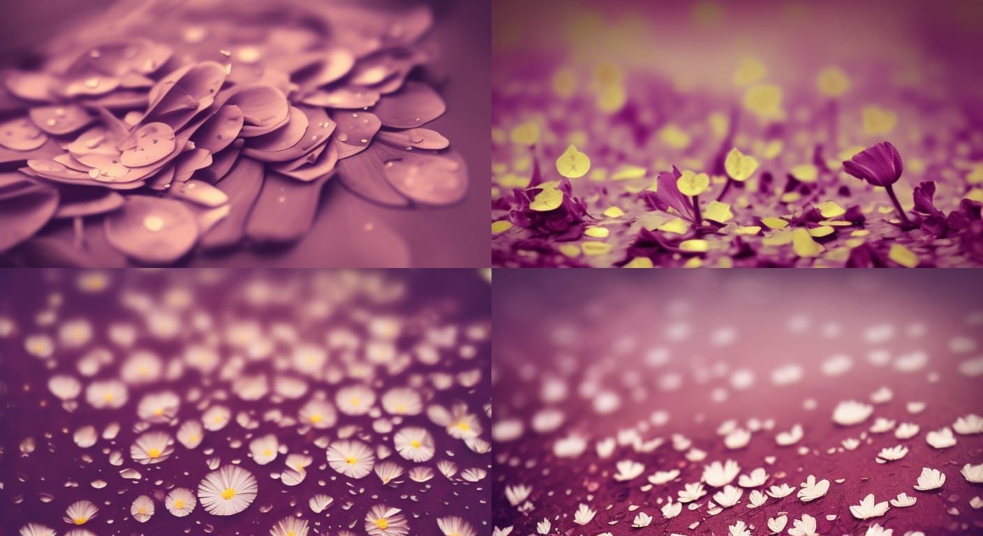 Rain of Flower Petals: Hyperrealistic Atmospheric Scene