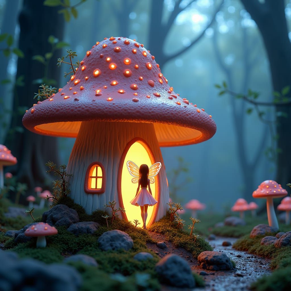 Bioluminescent Fairy Home: Fantasy Concept Art