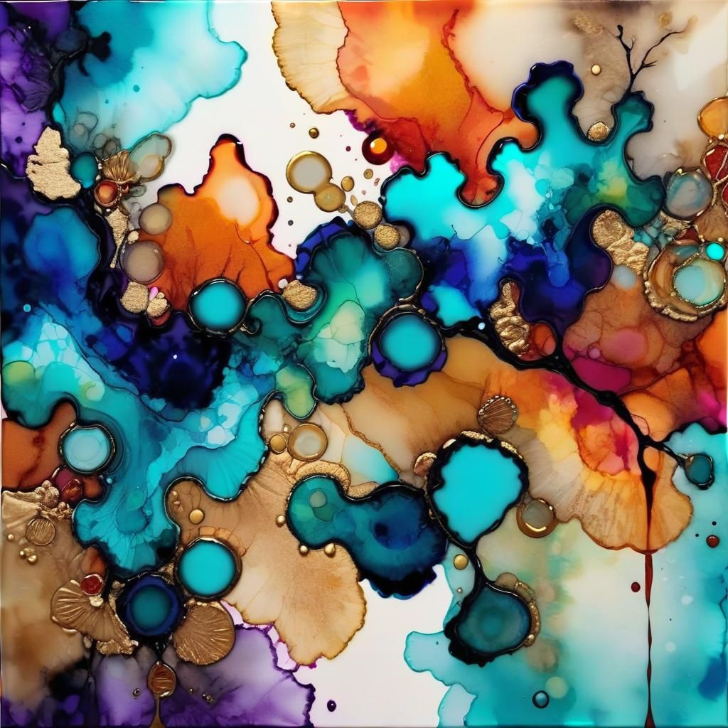 Alcohol-Ink Abstract Art in Complementary Colors