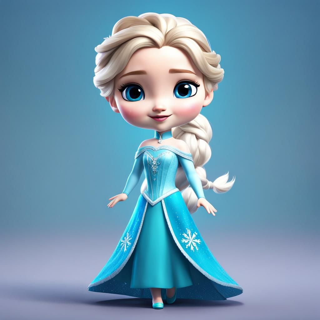 Chibi Jennifer Lawrence as Elsa in 3D Style