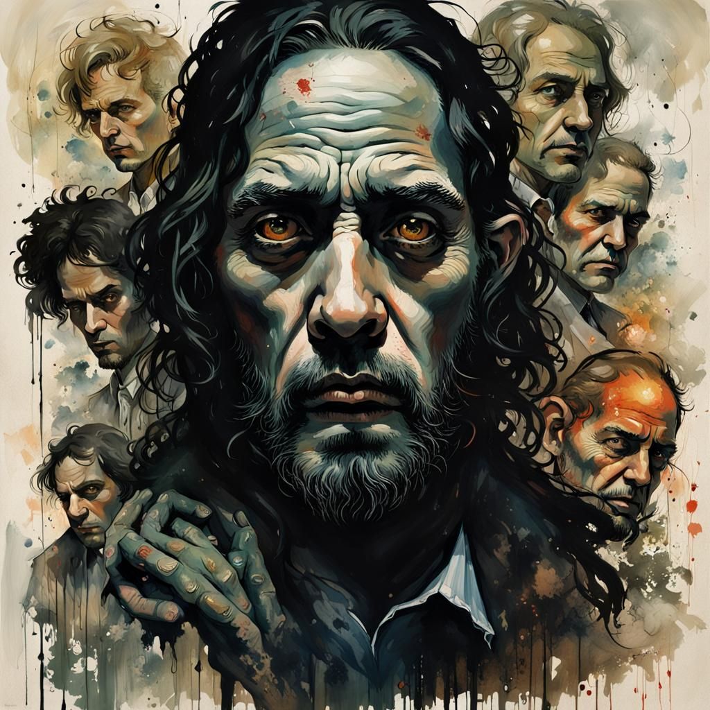 Highly detailed portrait of an underground cult leader,