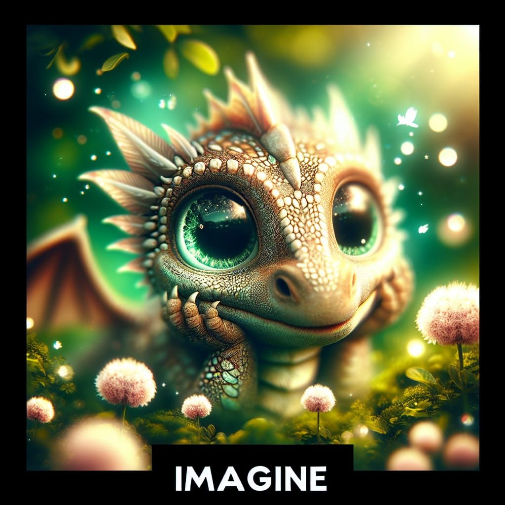 Adorable Dragon Shimmers in Lush Green Landscape