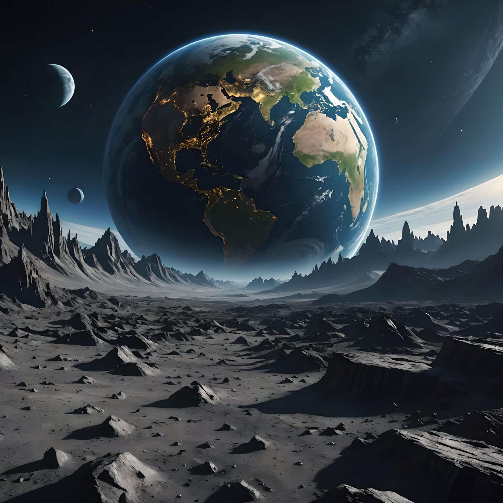 Earth from the Moon: Detailed Matte Painting