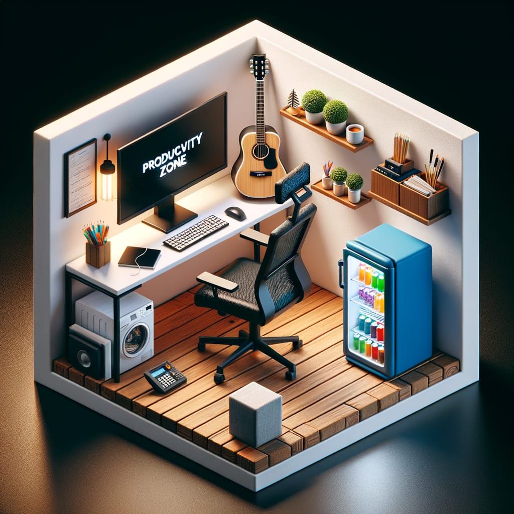 Isometric Diorama of Modern Home Office