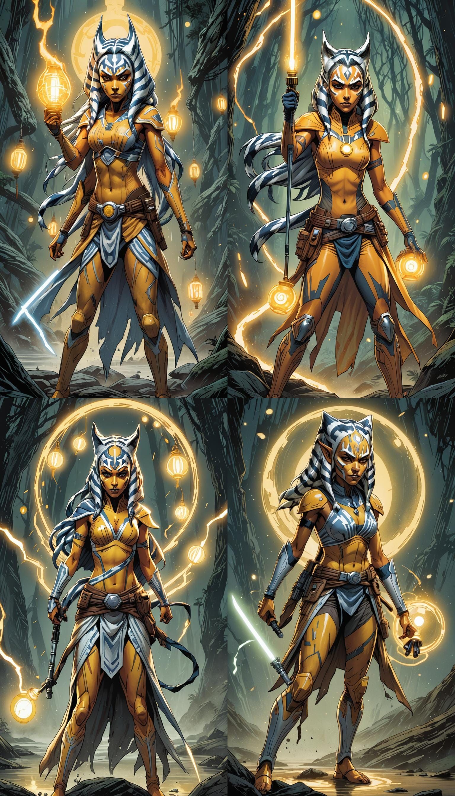 Ahsoka as Yellow Lantern in Comic Book Art