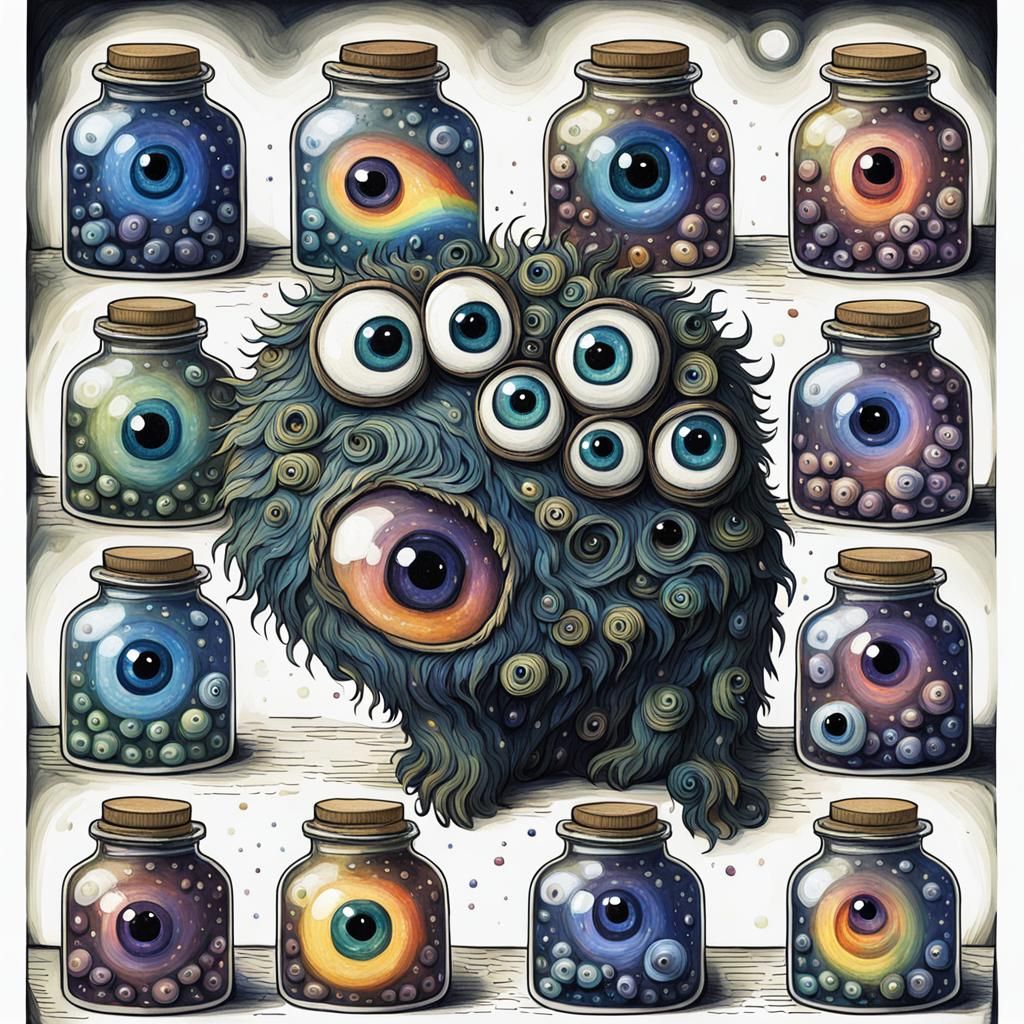 Gothic Creature with Jars of Dreams