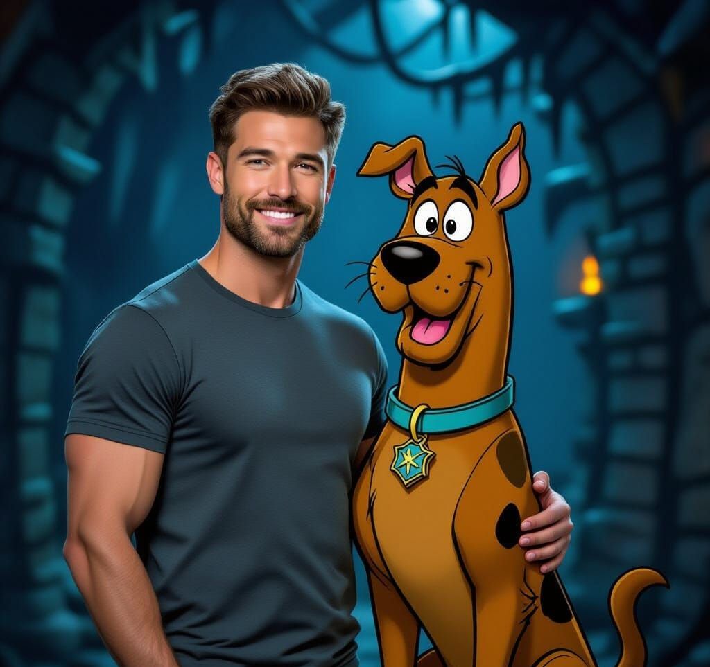 Man and Scooby-Doo Adventure in Haunted Place
