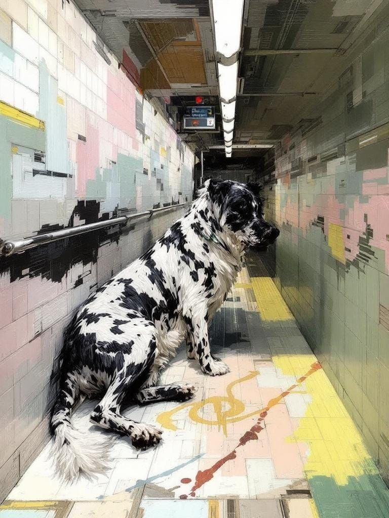 Old Dog in Sun, Impasto Painting