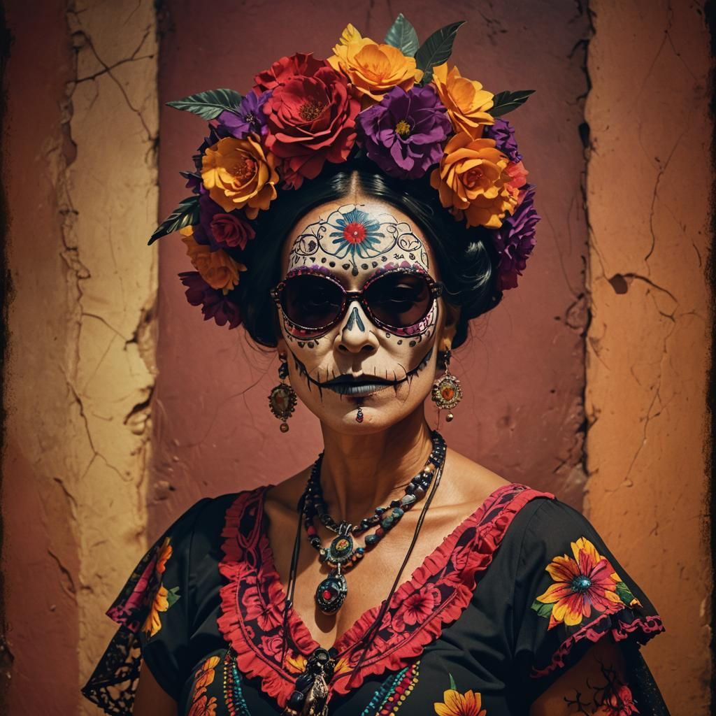 Stunning Venezuelan Woman as Catrina in Film Still