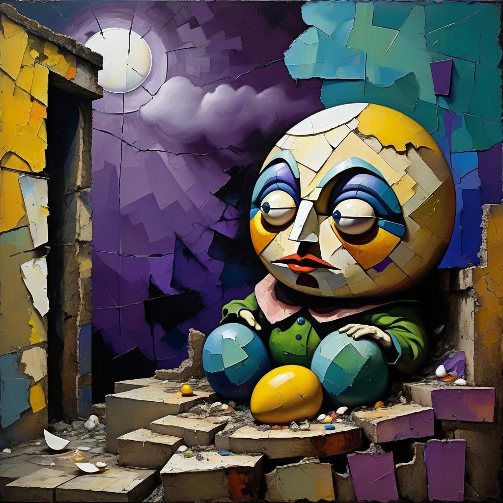 Grotesque Humpty Dumpty in Abstract Expressionism
