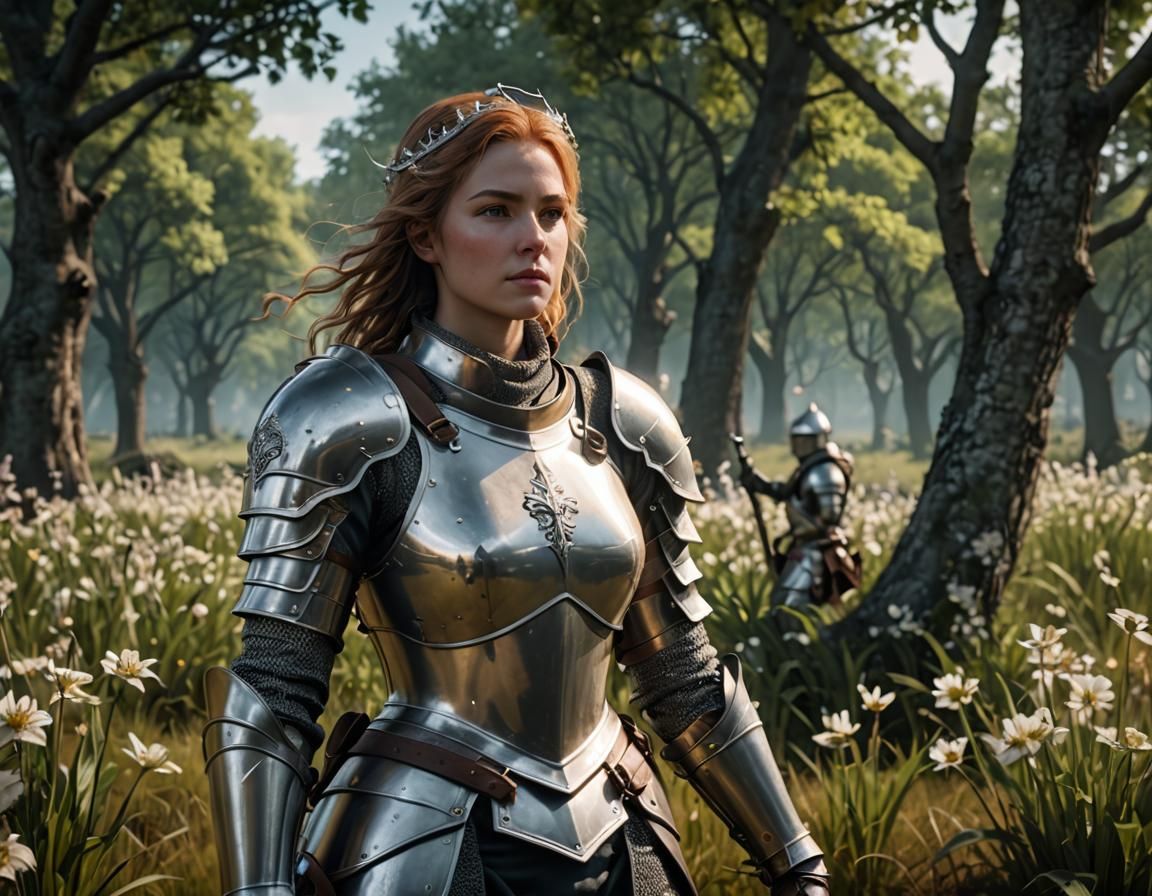 Female Knight on Battlefield with Bloom and HDR
