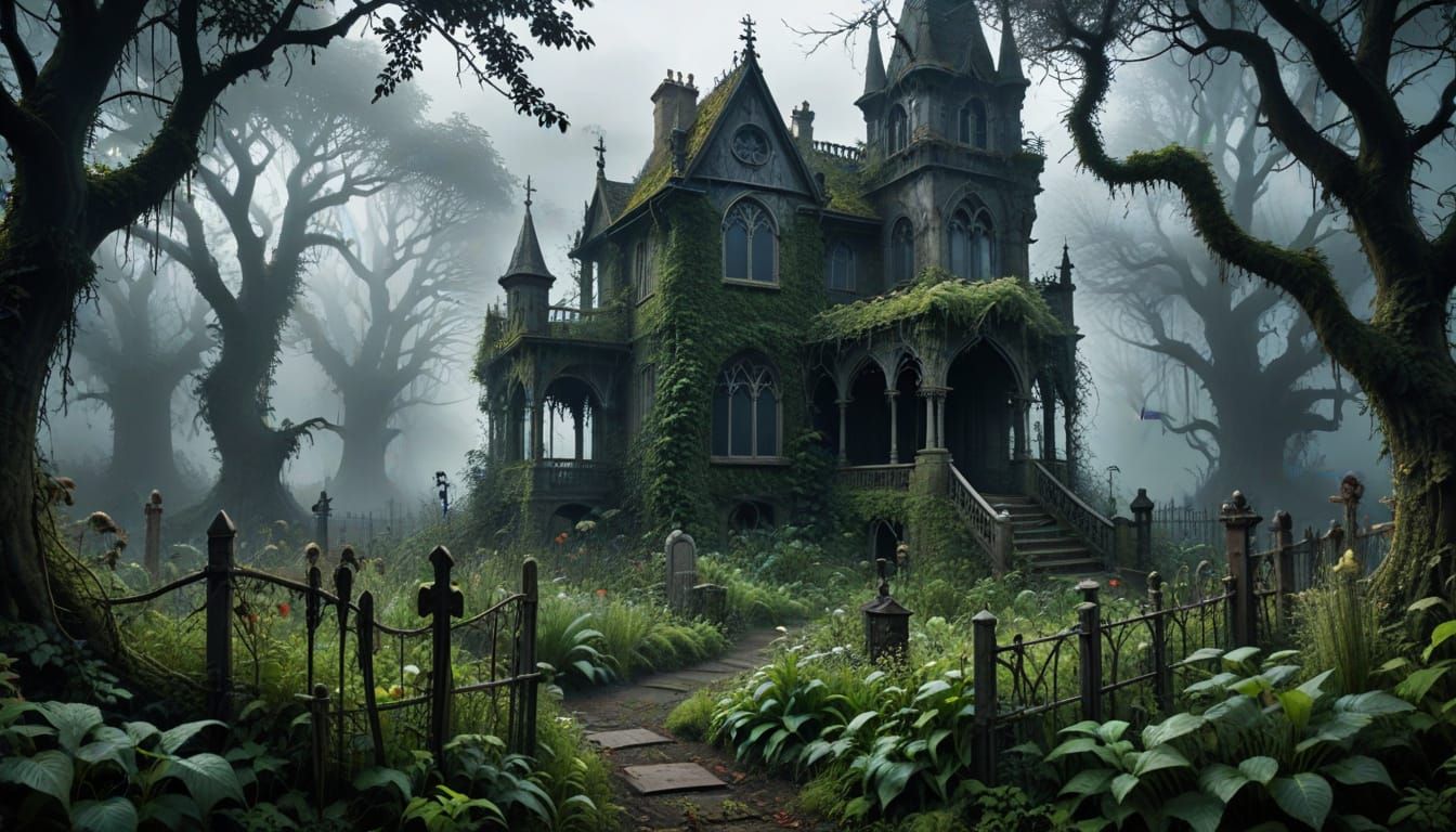 Eerie Overgrown Gothic Garden of Mystery