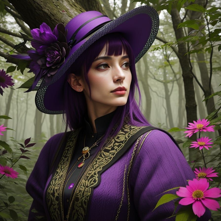 Woman with Universe Hat: Detailed Portrait