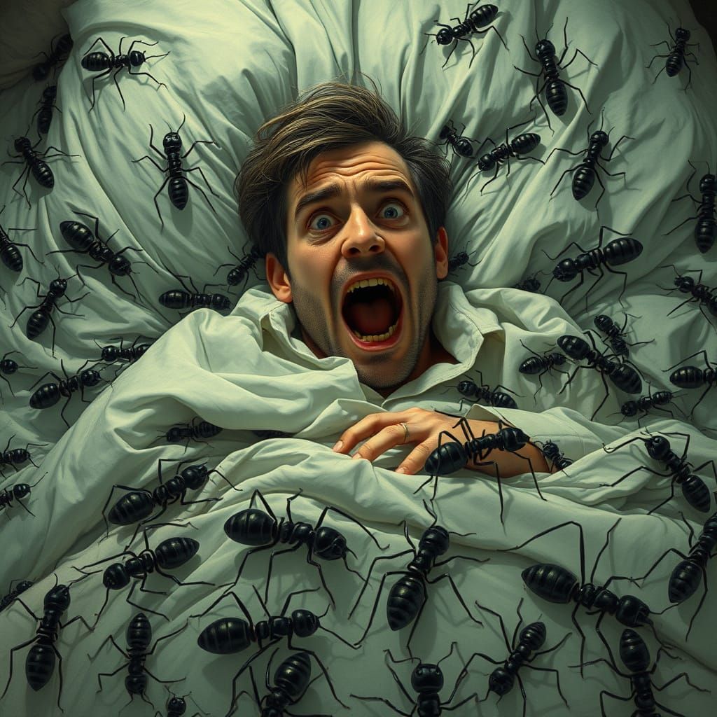 Man Overwhelmed by Giant Ants in Haunting Bedtime Nightmare