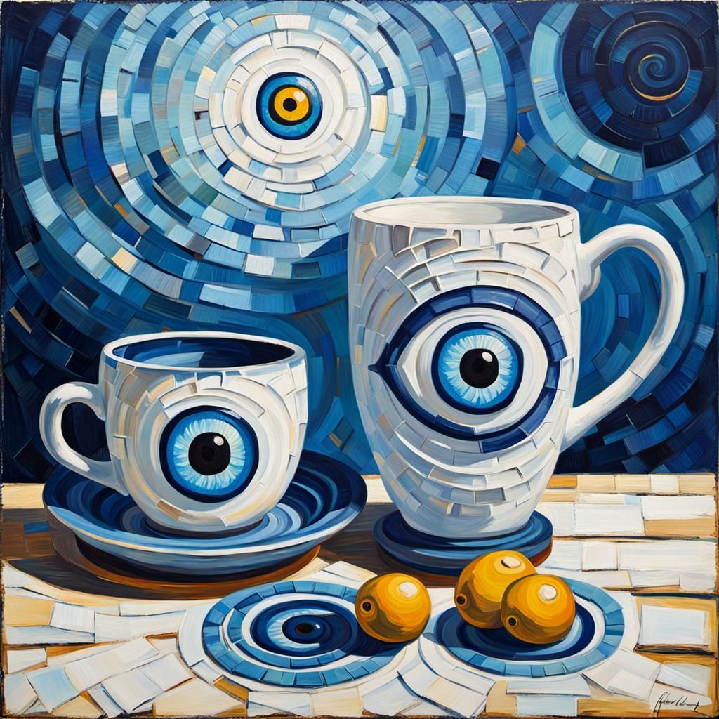 Evil Eye Mug in Expressionist Oil Painting