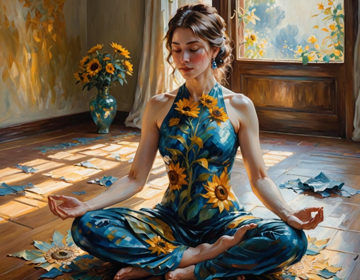 Girl Emerging from Vase in Impressionist Oil Painting