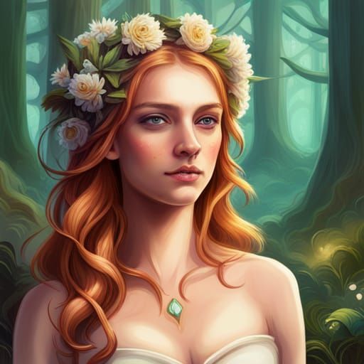 Enchanted Fairy Portrait in Art Nouveau Style