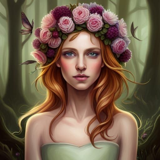 Enchanted Fae Queen Portrait in Woodland Setting