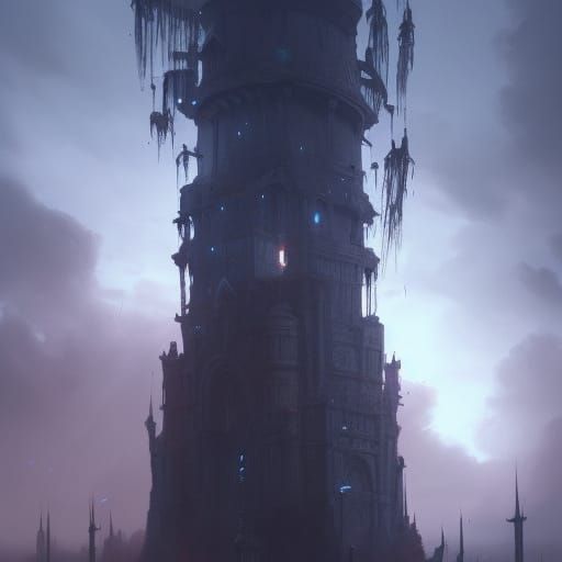 Soul Absorbing Bone Tower in Dark Fantasy Style