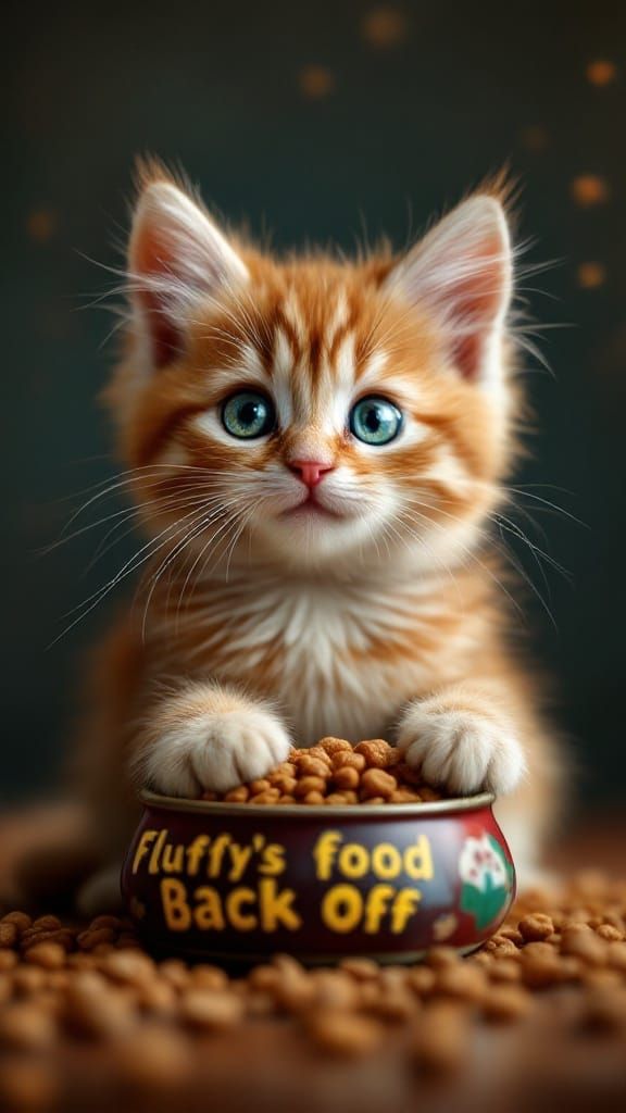 Vibrant Hyperrealistic Kitten Portrait in a Splash of Color