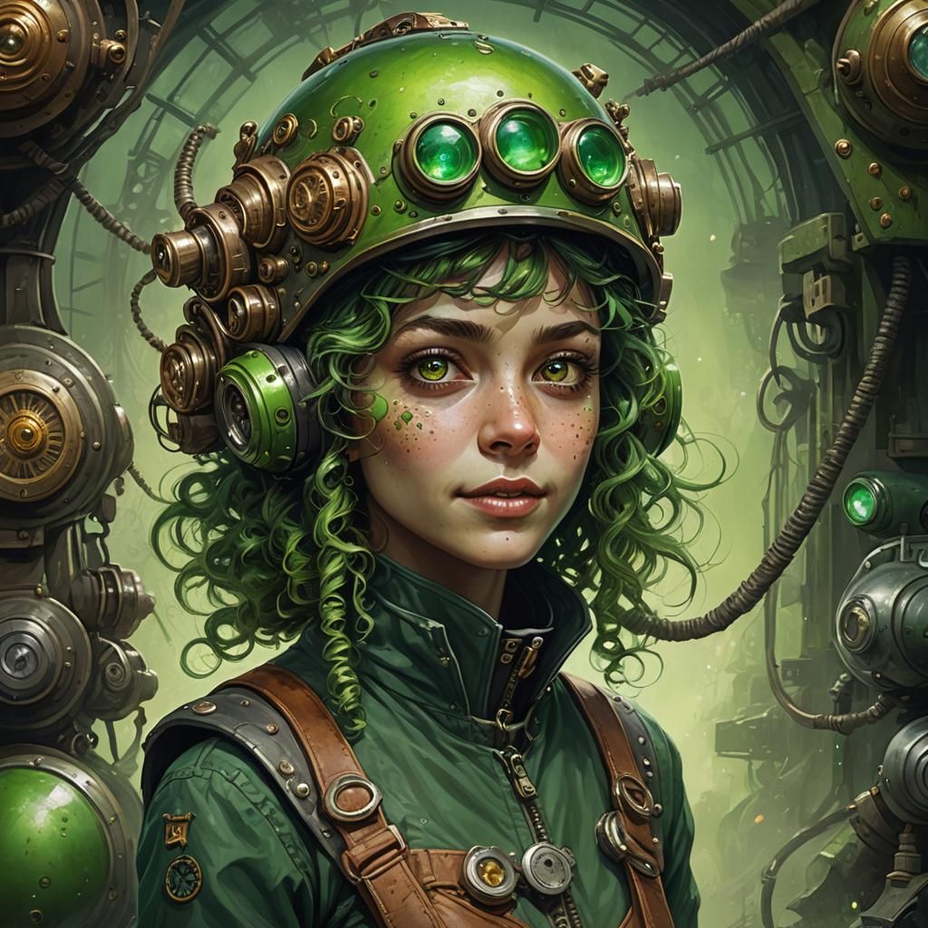 Steampunk Alien Girl Portrait in Hyperrealism