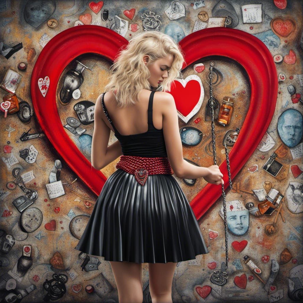 Blonde Woman in Rock and Roll Style with Lollipop