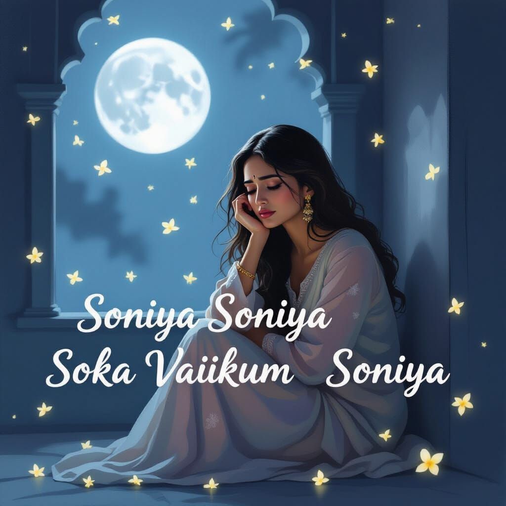 Poetic Digital Painting of a Melancholy South Asian Woman