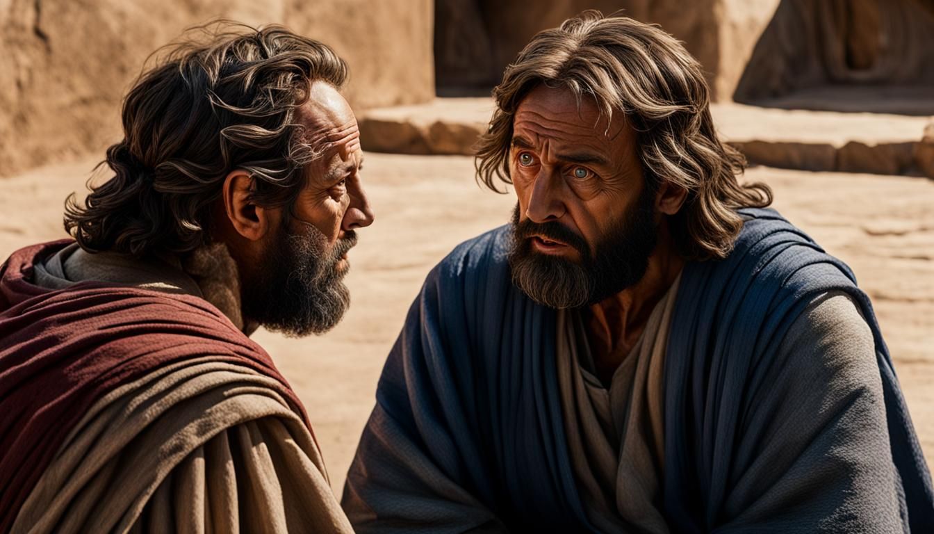 Judas Iscariot Converses with a Pharisee in 8K
