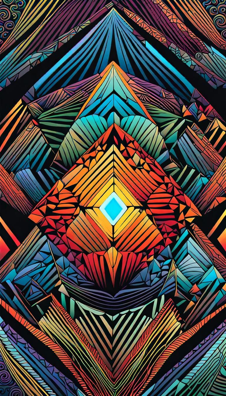 Iridescent 3D Crystal Matrix in Zentangle Style