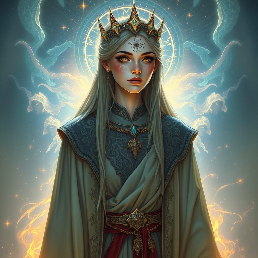 Mystical Aasimar Cleric in Fantasy Art Style