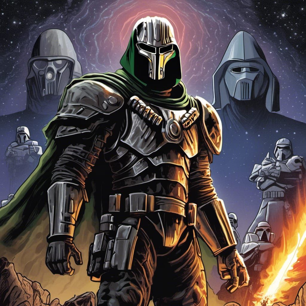 Sorcerer Supervillain on Alien Planet in Comic Book Style