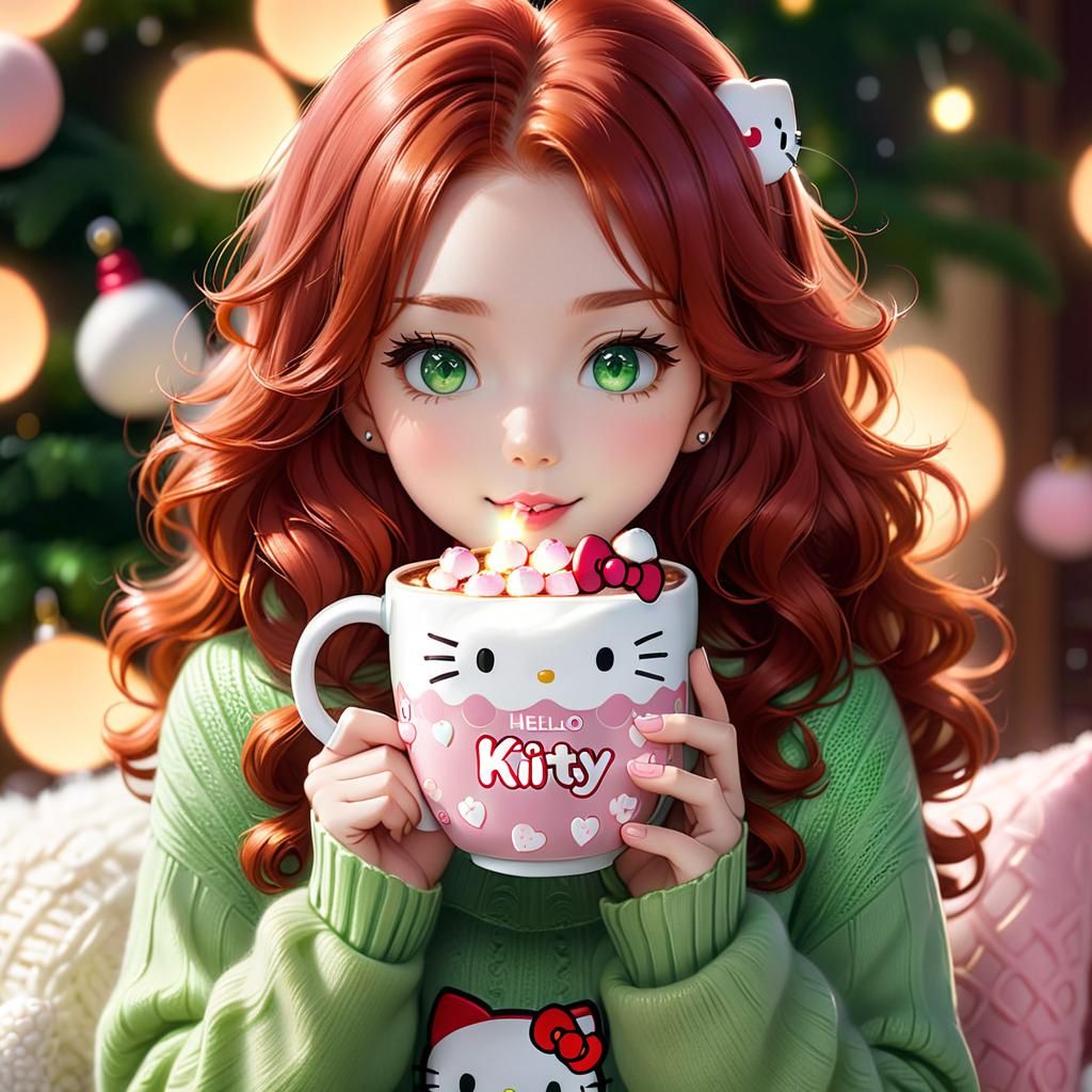 Anime Portrait: Redhead with Hot Chocolate