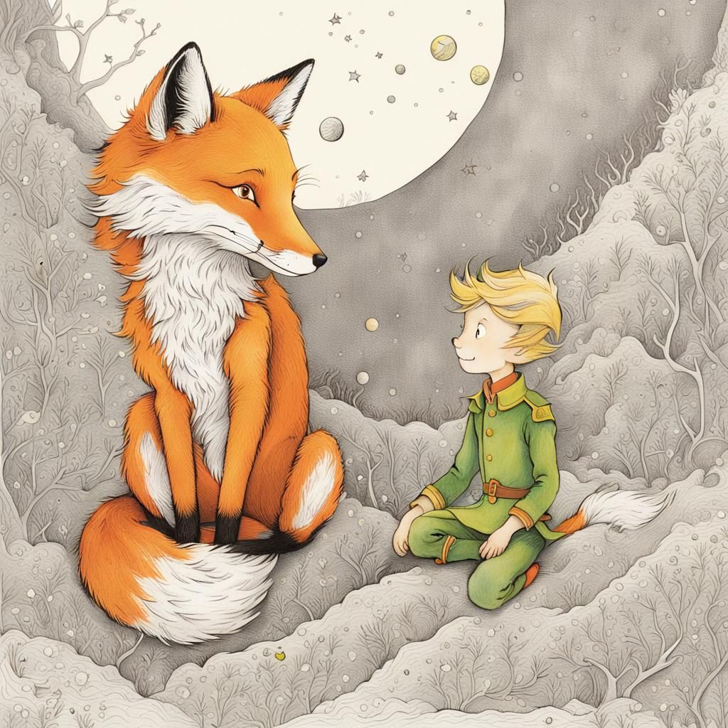 The Little Prince and Fox Illustration