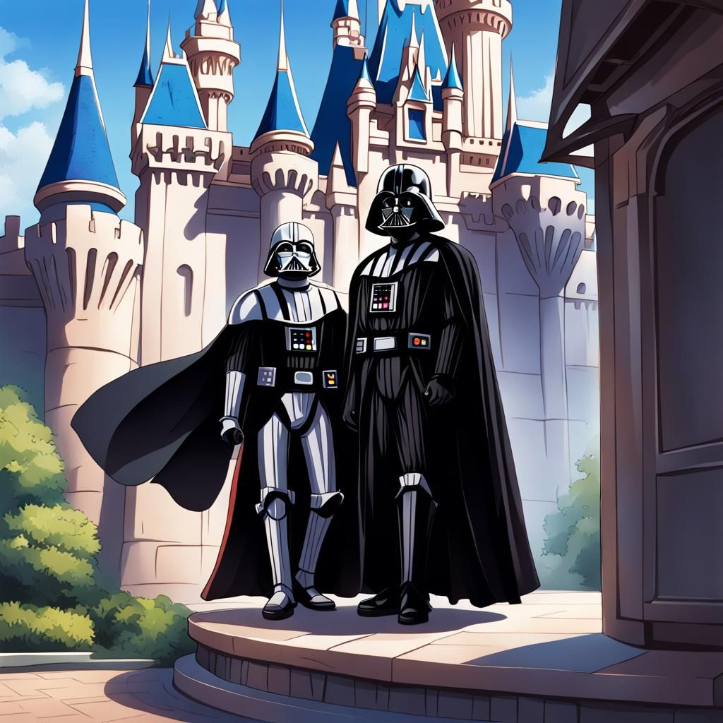 Darth Vader and Obi-Wan at Disneyland: Anime Style