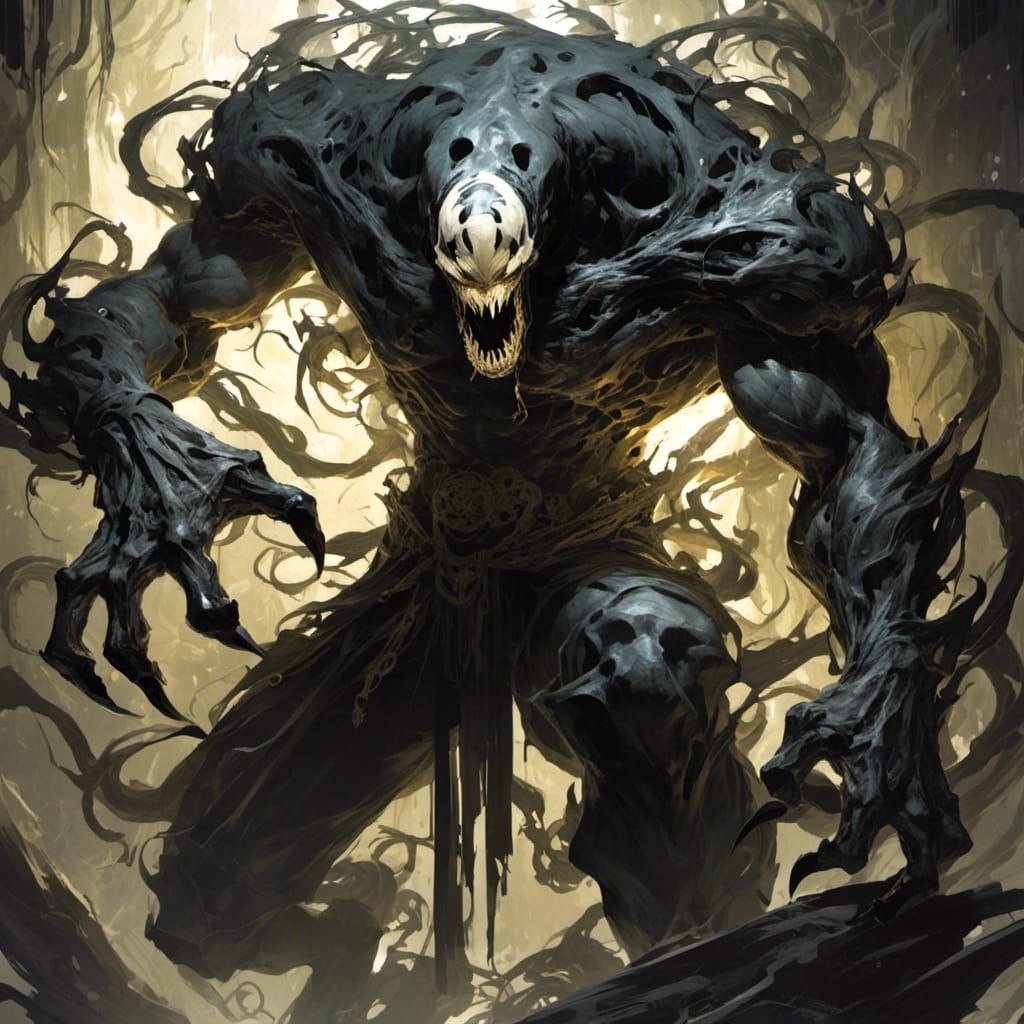 Venom Symbiote Dark Fantasy Portrait Illustration