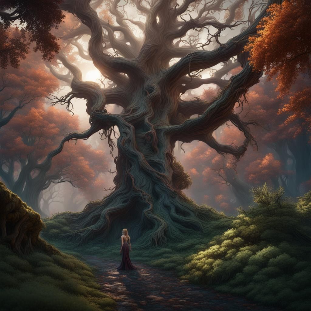 Trees Becoming Human: Detailed Matte Painting