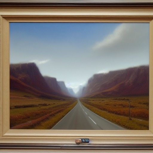 Man's Journey: Oil Painting on the Road