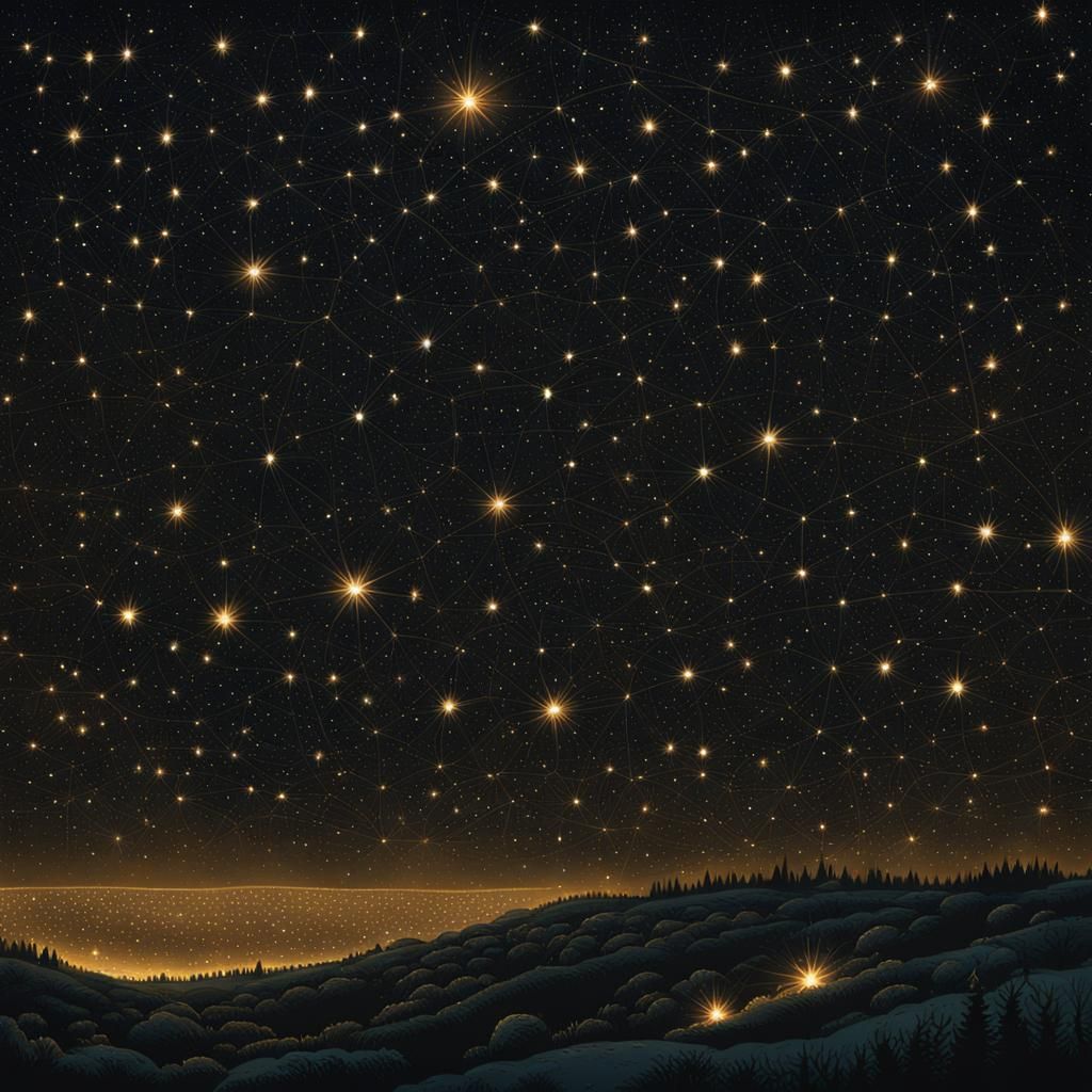 Starry Night Sky with Milky Way, Cosmic Illustration