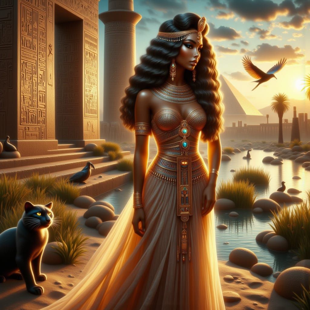 <lora:Egyptian Glow:1.0> <lora:Egyptian flux:1.0> Ultra-realistic full body length portrait of a stunningly beautiful Eg...