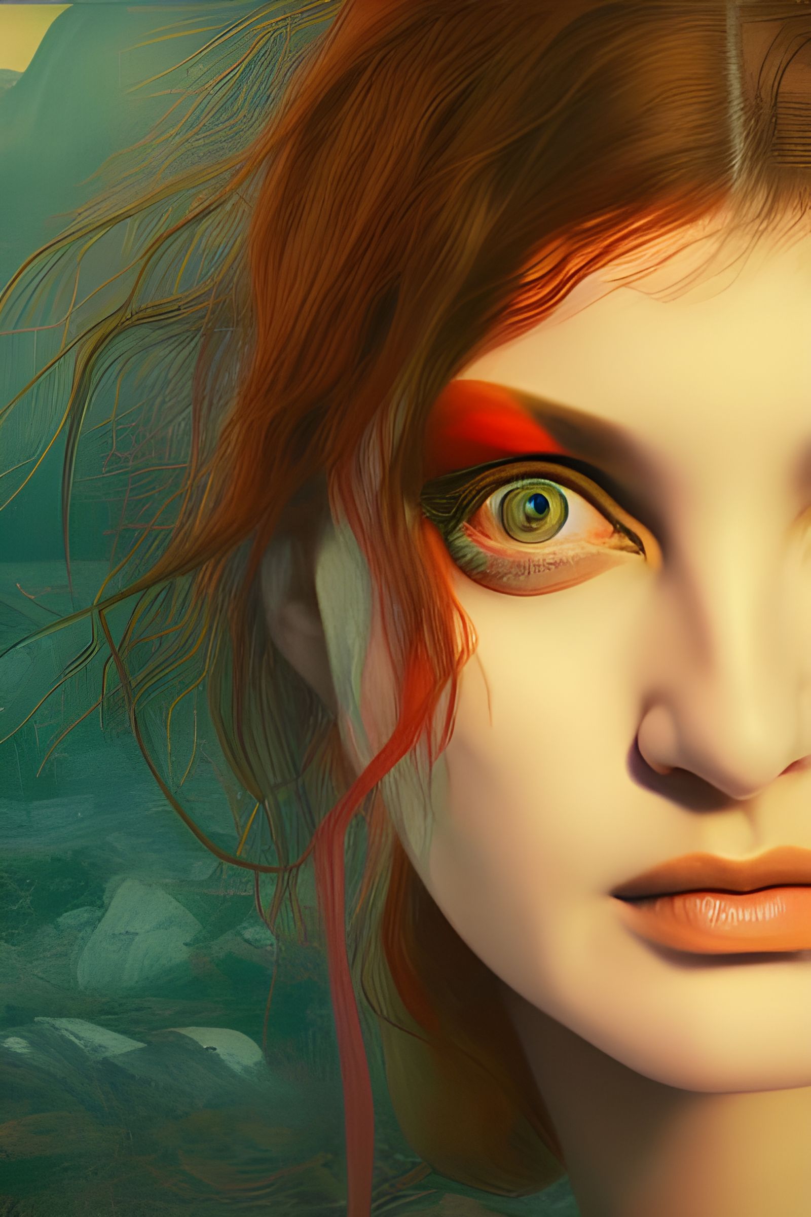 Feral Woman Portrait in Romantic Retrofuturism